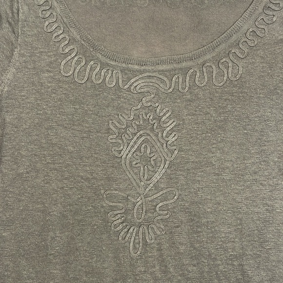 WRAP London Linen Embroidered Ruffle Trim Gray Tunic - Picture 5 of 9